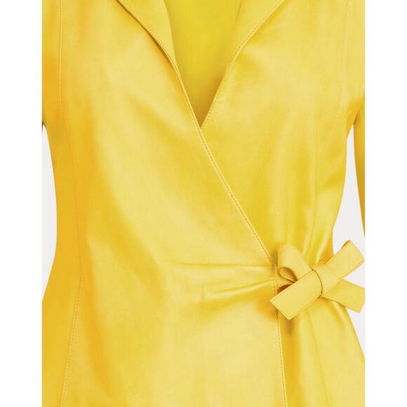 Ralph Lauren Collection Purple Label Lambskin Wrap Leather Jacket Blazer Yellow - Picture 6 of 13
